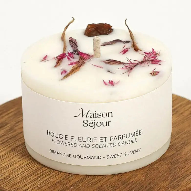 Bougie fleurs séchées Maison Séjour - dimanche gourmand - BY ARTINE Maison Séjour