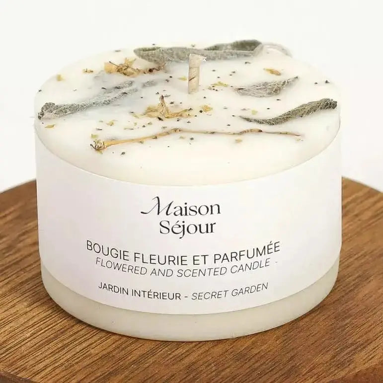 Bougie parfumée fleurs séchées Maison Séjour - Jardin intérieur - BY ARTINE Maison Séjour