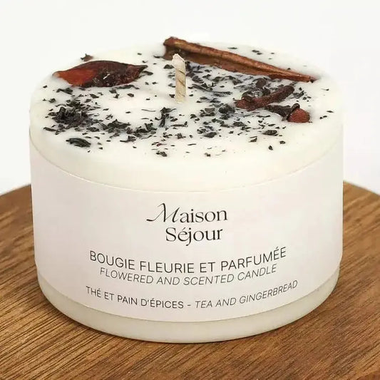 Bougie fleurs séchées Maison Séjour - Thé & pain d'épices - BY ARTINE