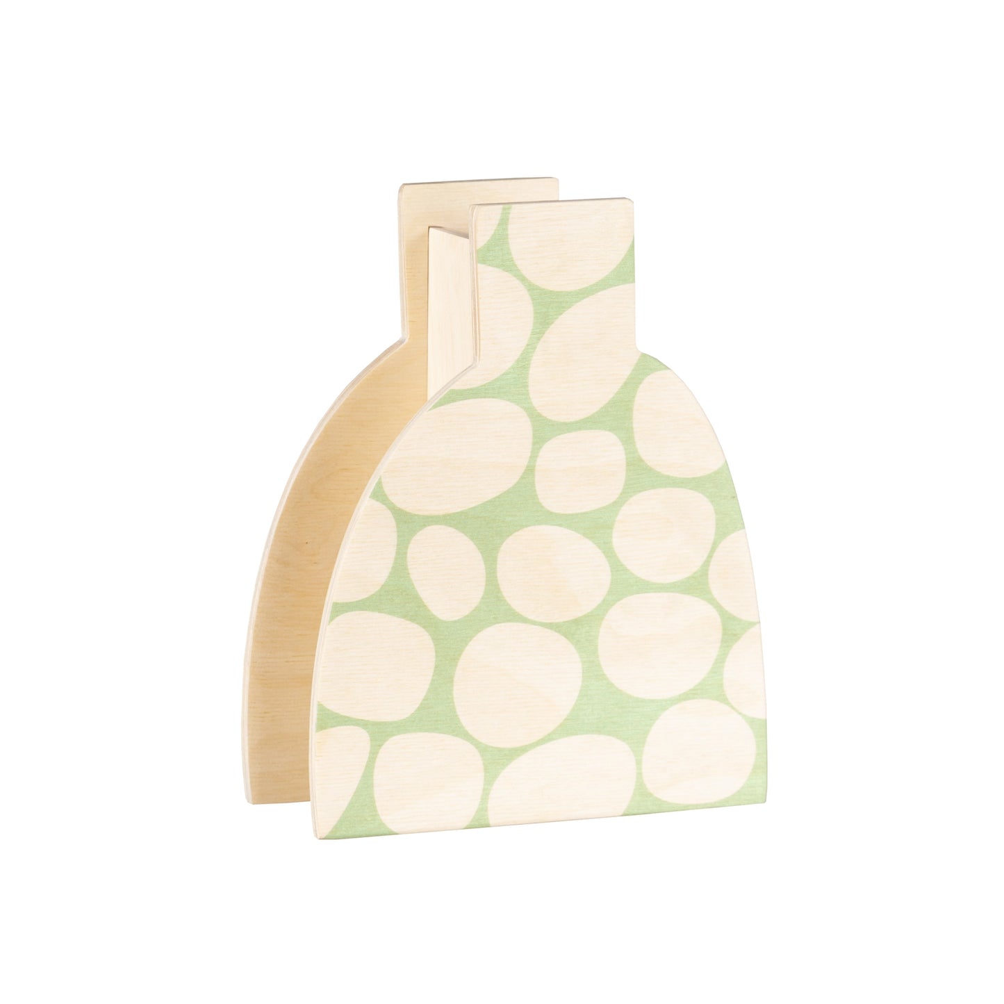 Vase en bois - motif galets vert