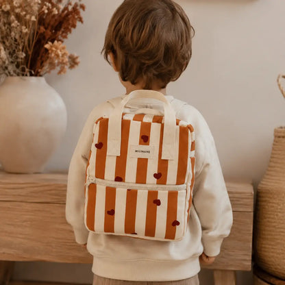 Sac a dos enfant - Rayures caramel coeurs