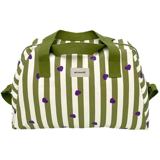 Sac à langer - Rayures vertes & coeurs Milinane