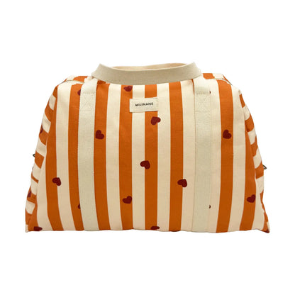 Sac à langer - Rayures caramel & coeurs