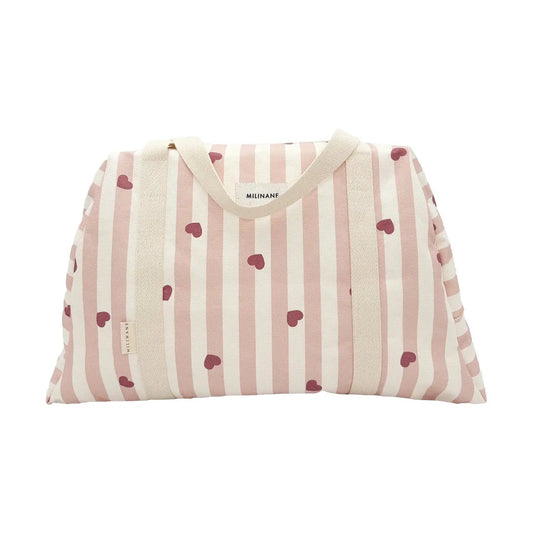 Sac à langer - Rayures roses & coeurs Milinane