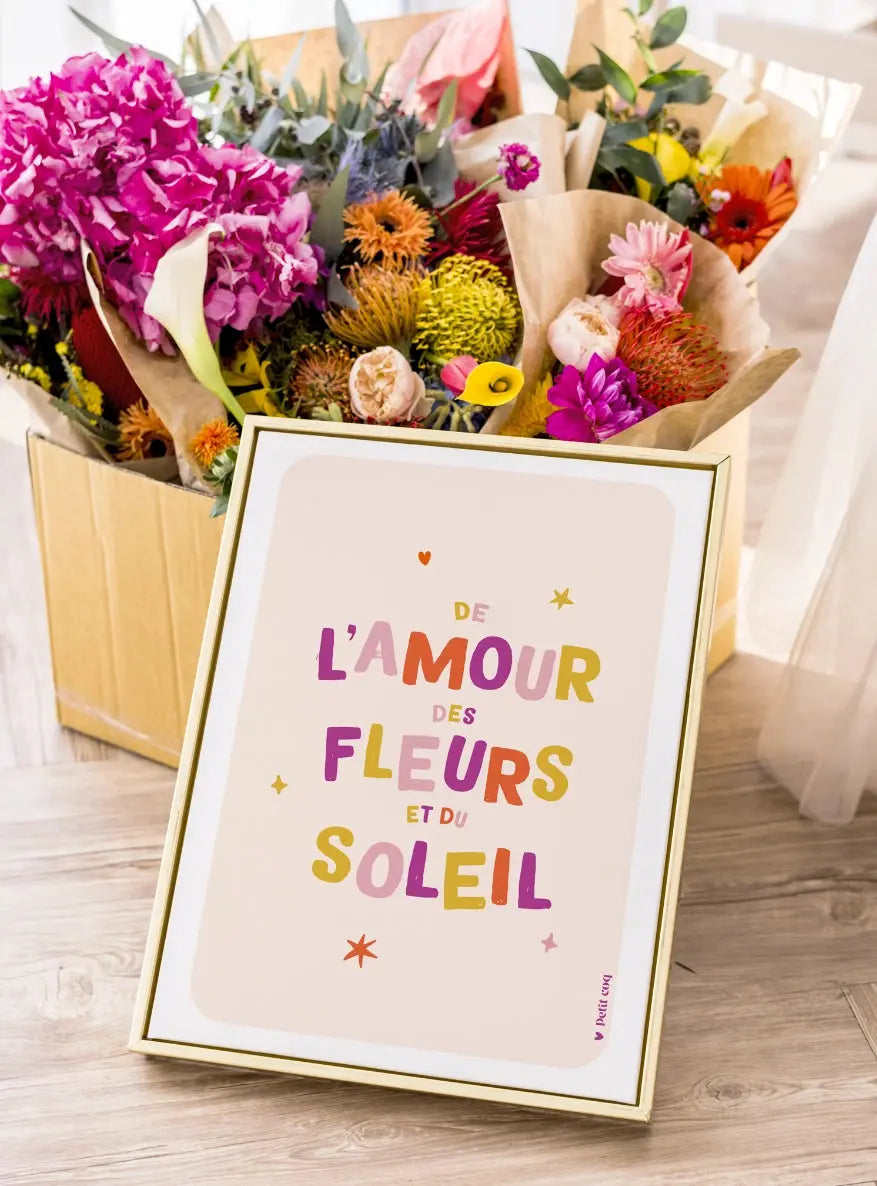 Affiche AMOUR FLEUR SOLEIL Petit Coq