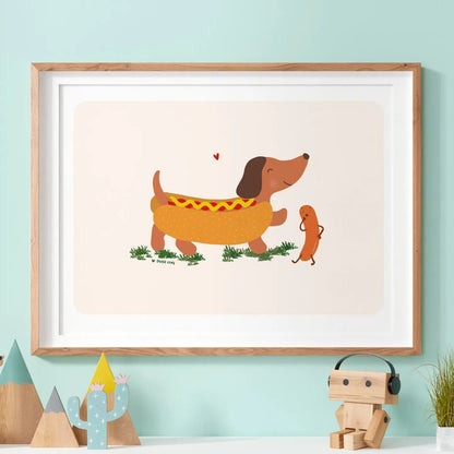 Affiche CHIEN HOT-DOG Petit Coq