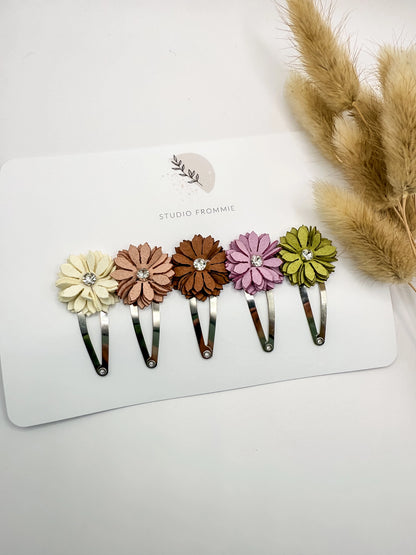 Ensemble 5 barrettes - Fleurs d'automne