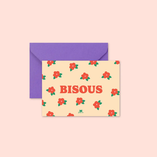 Mini carte fleurs BISOUS