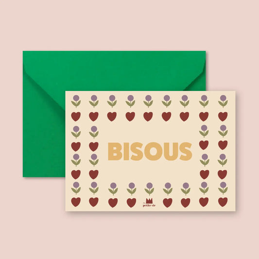 Mini carte coeurs BISOUS