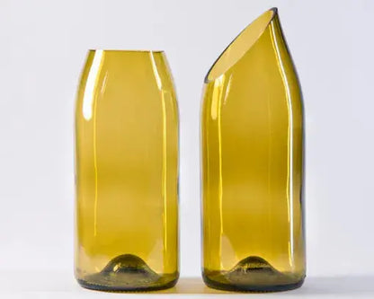 Vases issus de bouteilles de vin - bourguignonnes ocres Plates et culottées