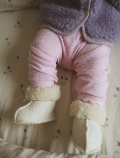 Chaussons bébé  shearling - Crème