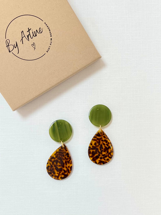 Boucles d'oreilles - Graou - gouttes vertes