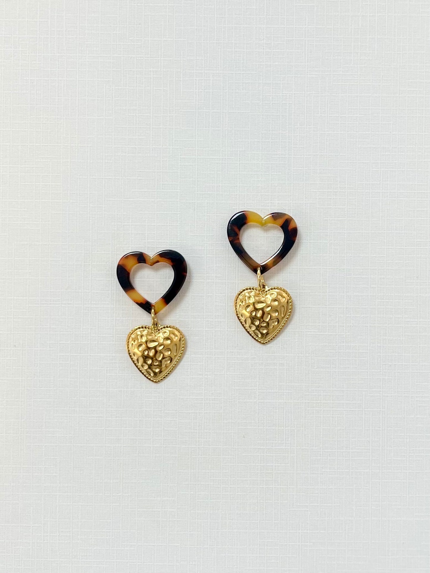 Boucles d'oreilles - Les écailles - cœur martelé
