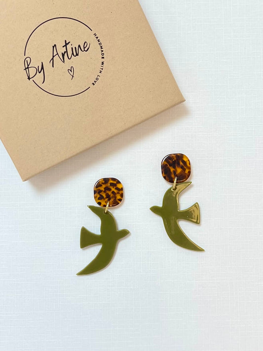 Boucles d'oreilles - Graou - oiseaux verts