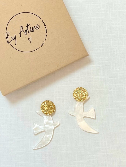 Boucles d'oreilles - Sprintime - oiseaux nacrés