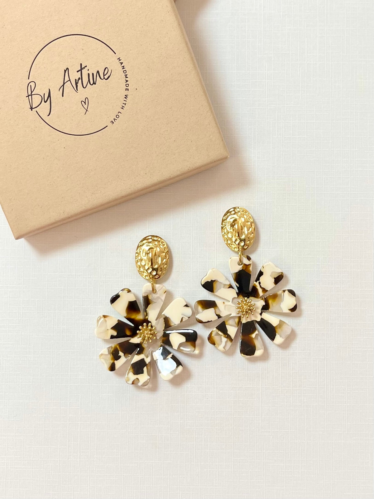 Boucles d'oreilles LES EPHEMERES - Marguerites crème