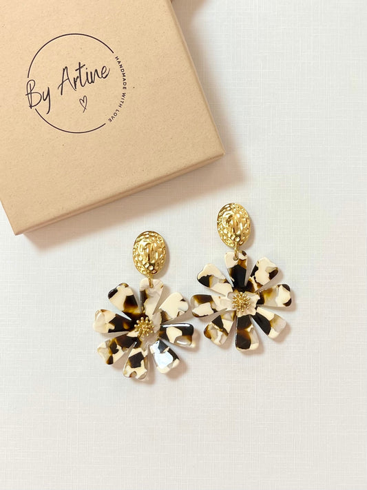 Boucles d'oreilles LES EPHEMERES - Marguerites crème