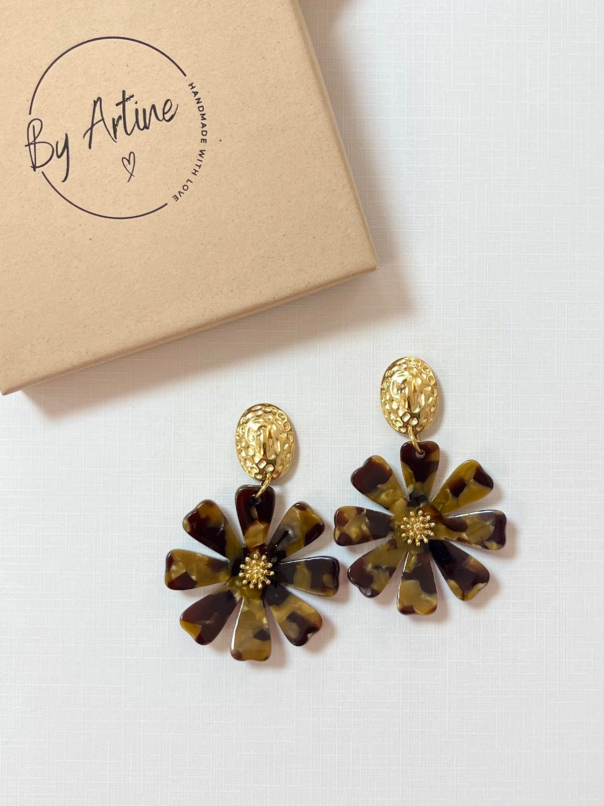 Boucles d'oreilles LES EPHEMERES - Marguerites marron