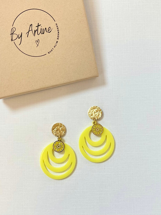 Boucles d'oreilles - Lemon - tranche ajourée