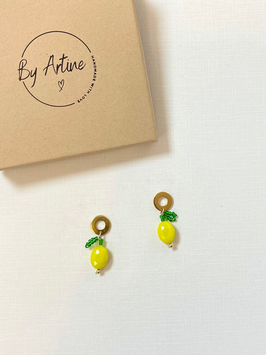 Boucles d'oreilles - Lemon - citron en perles
