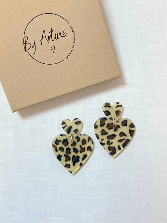 Boucles d'oreilles - Ephémères - Félines duo de cœurs