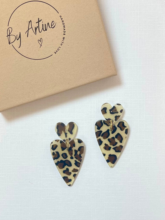 Boucles d'oreilles - Ephémères - Félines coeurs en duo