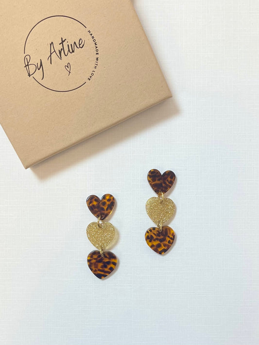 Boucles d'oreilles - Graou - coeurs en trio (1 pailleté)