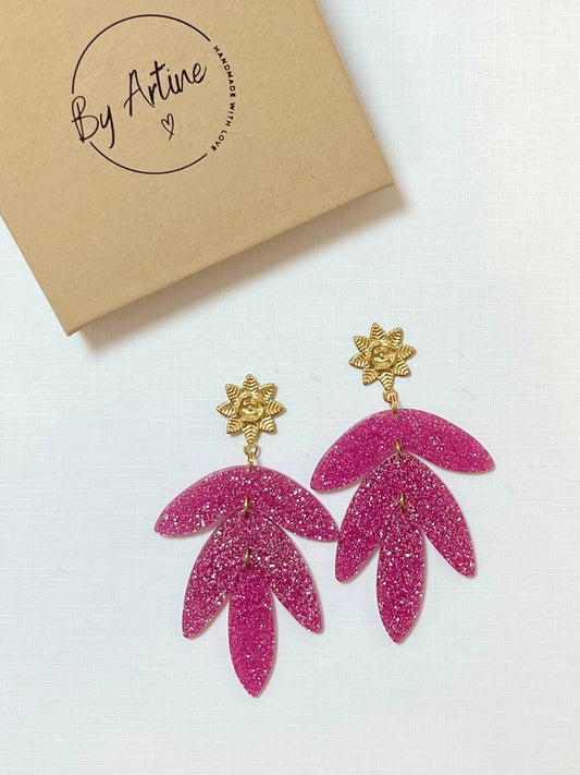 Boucles d'oreilles - Octobre Rose - Feuilles