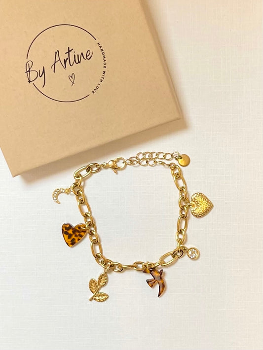 Bracelet - Graou - oiseau & coeur