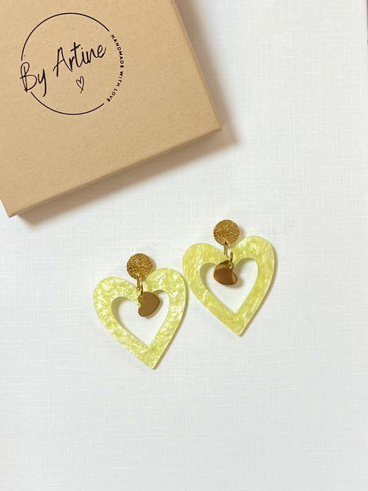Boucles d'oreilles - Big Love - petit coeur - vert