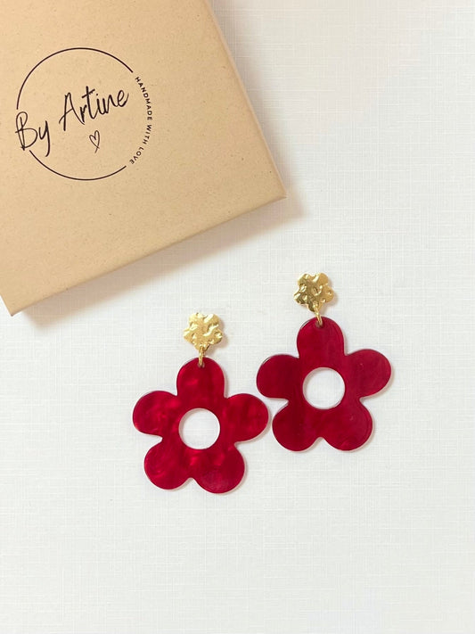 Boucles d'oreilles - Fleurs rouges BY ARTINE