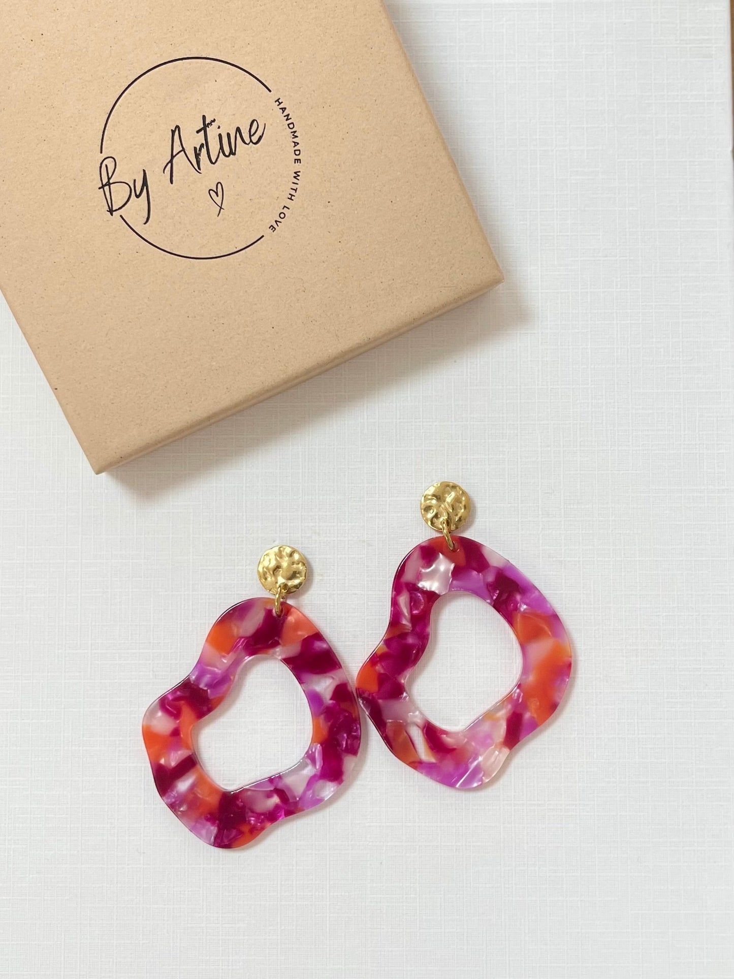 Boucles d'oreilles - Géométriques marbrées violet/orange BY ARTINE