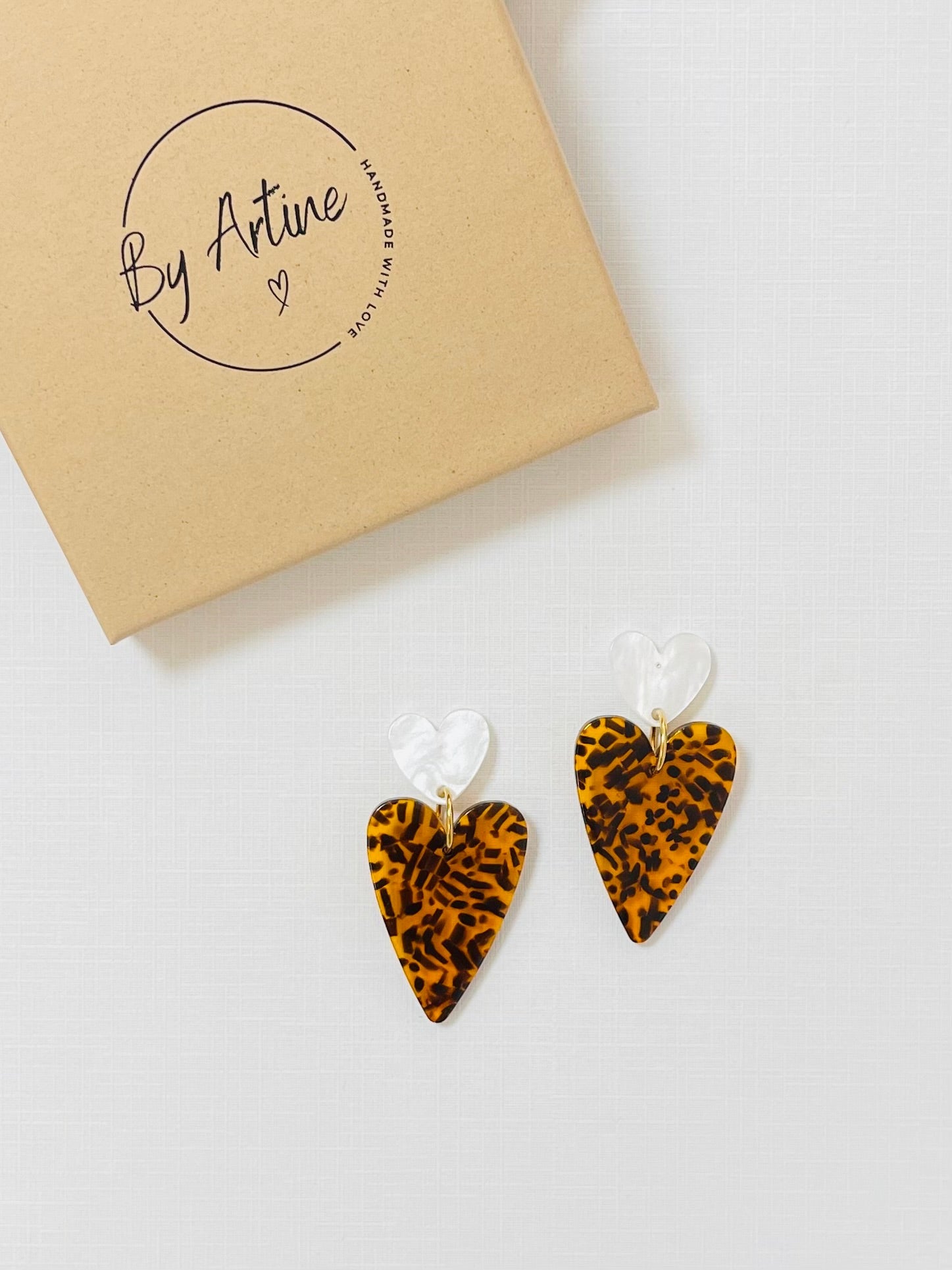 Boucles d'oreilles - Graou - coeurs en duo blanc BY ARTINE