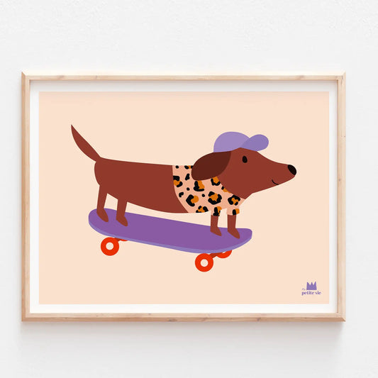 Affiche CHIEN SKATEUR
