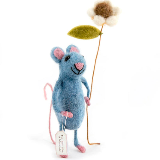 Souris bleue avec fleur